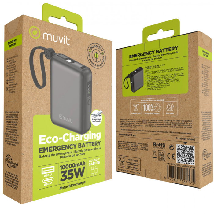 Muvit For Change Powerbank 10000mAh MCCHP0014 35W Negra Muvit For Change Powerbank 10000mAh MCCHP0014 35W Negra
